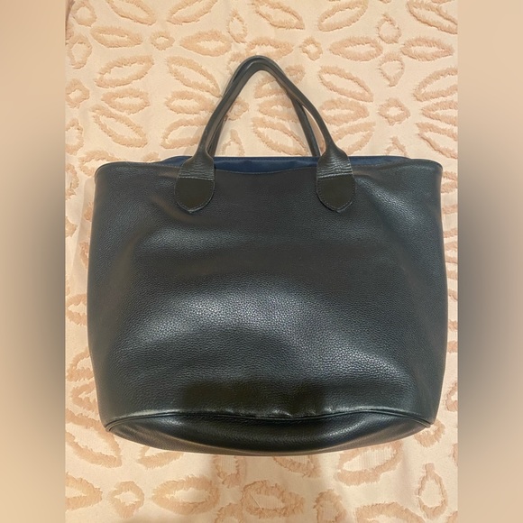 AUTHENTIC LONGCHAMP NAVY LEATHER SHOULDER/TOTE BAG WITH ZIPPER CLOSURE - Picture 2 of 16